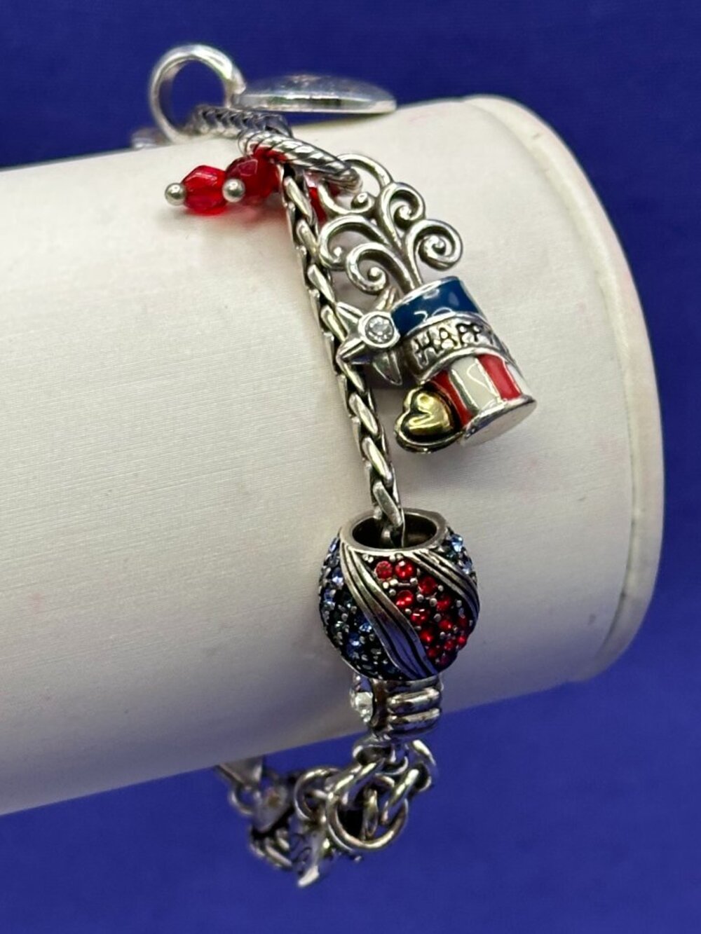 Brighton Americana Patriotic Red, White & Blue Slide Charm Bracelet